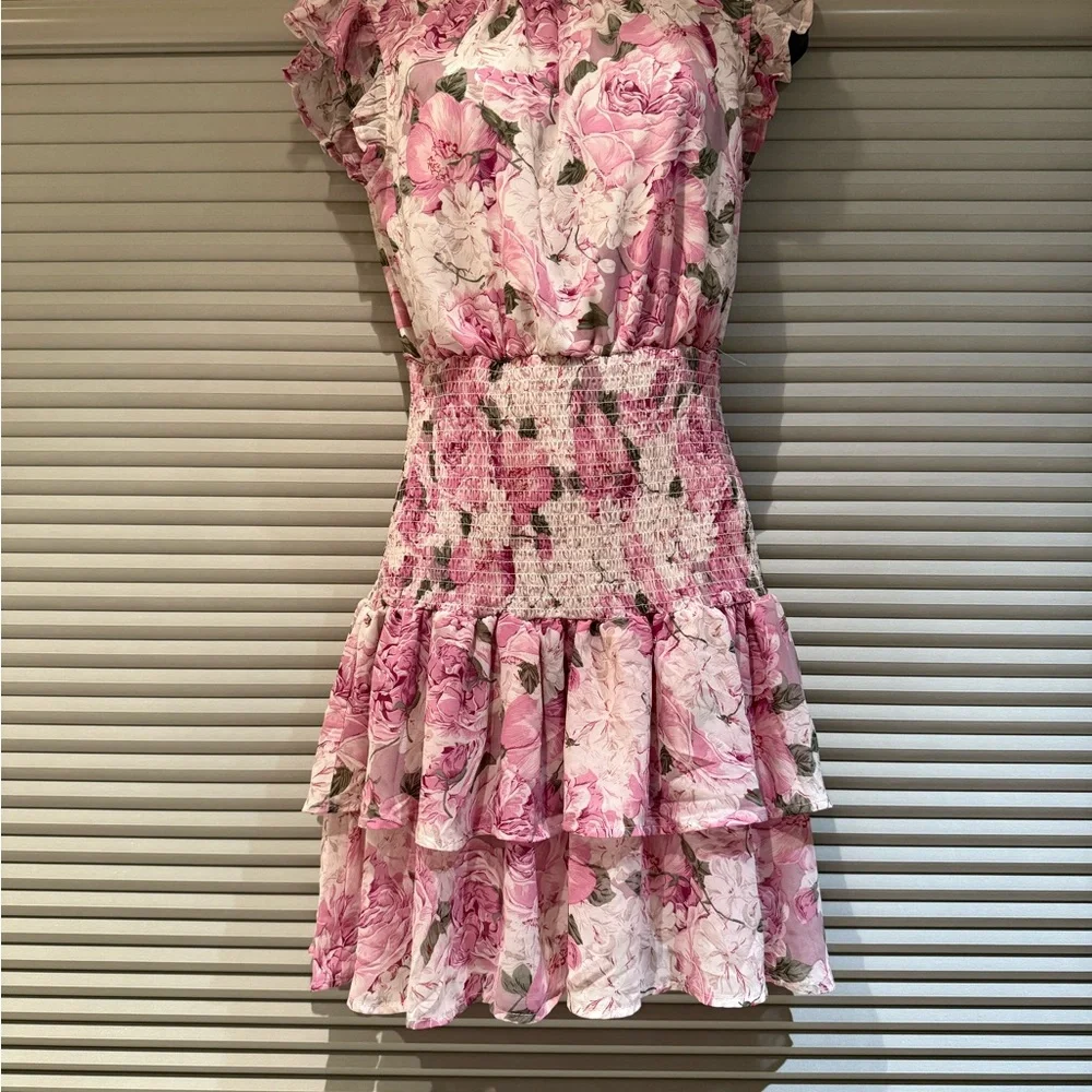 Floral Pink Ruffle Dress - Picture 3 of 8